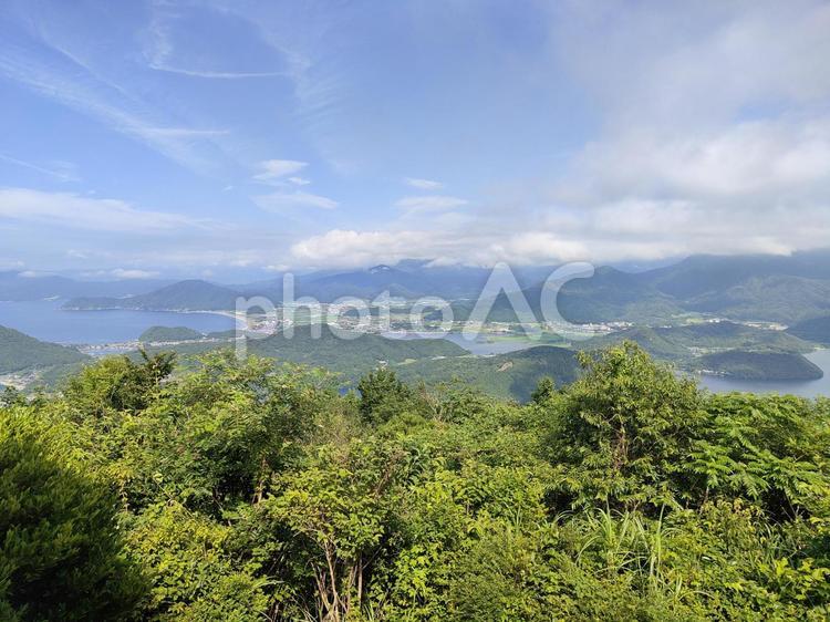 空の絶景：三方五湖レインボーライン 三方五湖,レインボーライン,福井県の写真素材