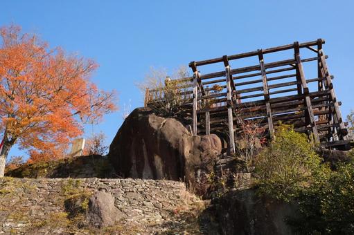 苗木城 展望台 苗木城,苗木城跡,紅葉の写真素材