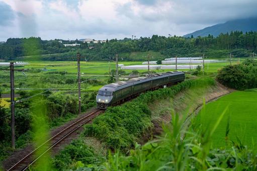 Express train running through the fields, JPG Express train running through the fields, JPG