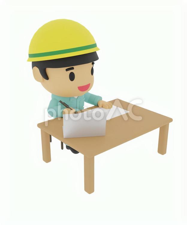オンラインで勉強や仕事する現場監督 労働者,現場監督,設備士の写真素材