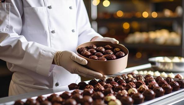 チョコレートのお菓子の調理風景 チョコレートのお菓子の調理風景の写真