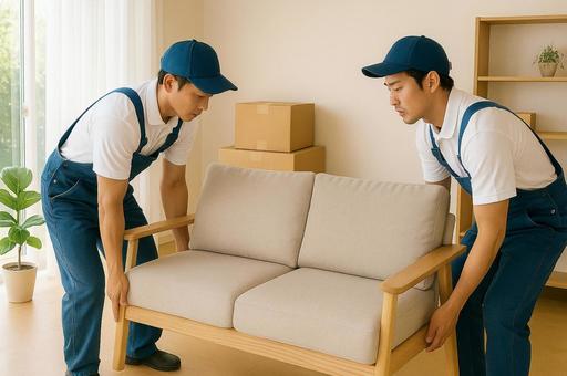 ソファを配置する引越し業社の写真