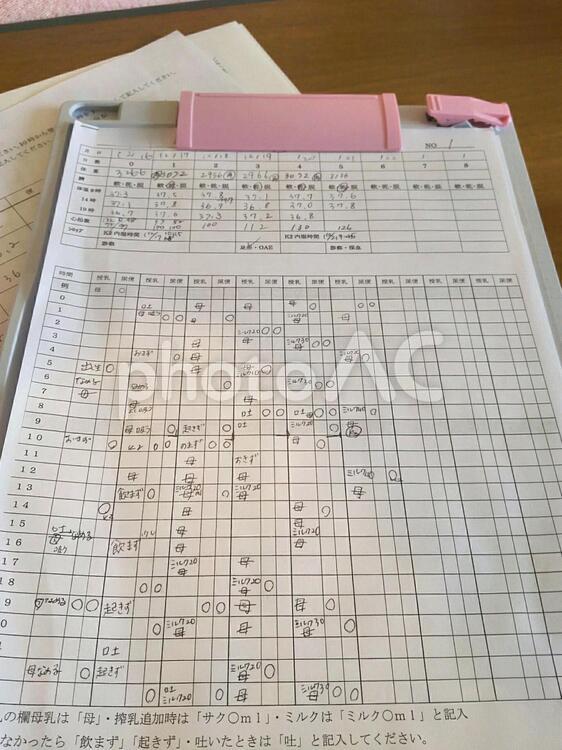 授乳記録用紙 紙,文書,プリントの写真素材