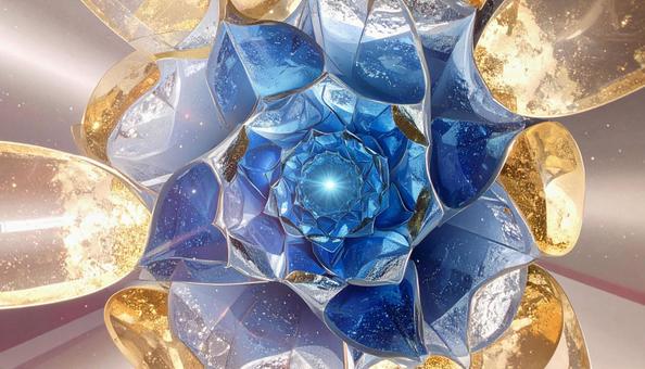 ゴールドとブルーに輝く宝石の花 ゴールドとブルーに輝く宝石の花の写真