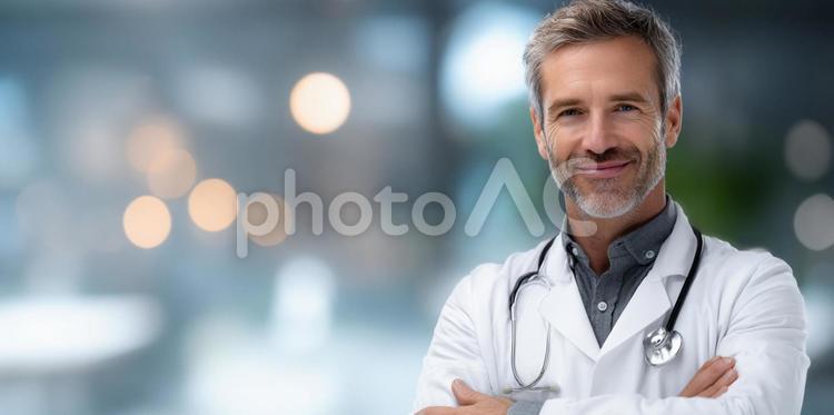 腕を組む男性医師 男性,医師,医療の写真素材