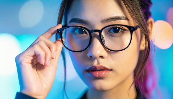 眼鏡をかけた知的で真面目そうな若い女性の写真