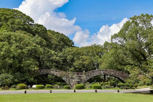 諫早眼鏡橋 諫早眼鏡橋 眼鏡橋,石橋,池の写真素材