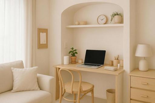 ナチュラルな明るいワークスペースの写真