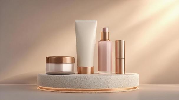 並んだ女性化粧品 並んだ女性化粧品の写真