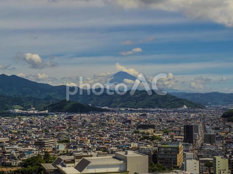 【静岡県】静岡県庁から見た静岡市内の風景 静岡県庁,静岡市,富士山の写真素材
