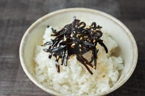 ホカホカのゴマ昆布ごはん ごま昆布,ご飯,ごまの写真素材