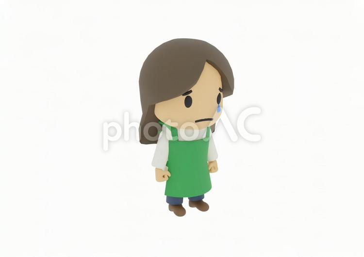 俯き泣く悲しむコンビニの若い女性の店員 コンビニ,スーパーマーケット,弁当屋の写真素材