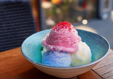 オープンカフェのアイス オープンカフェのアイスの写真