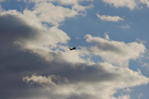 雲を背景に飛ぶプロペラ旅客機 雲を背景に飛ぶプロペラ旅客機の写真