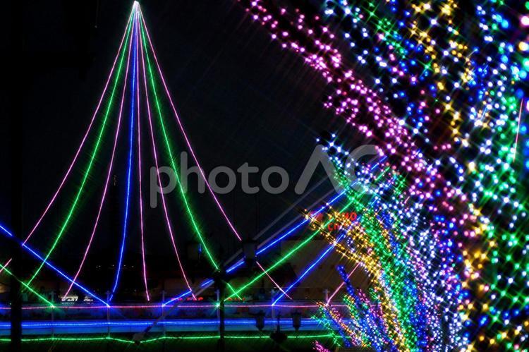 Xmasイルミネーション-402 クリスマス,イルミネーション,レインボーカラーの写真素材