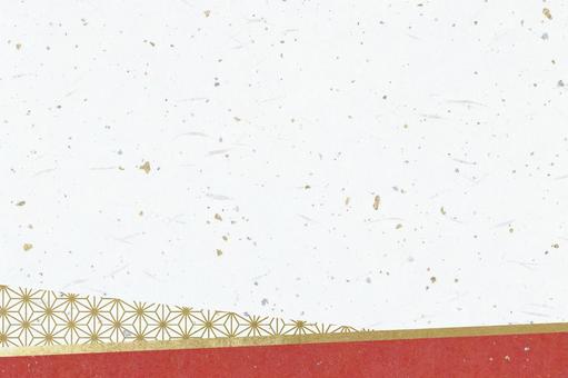 紙のテクスチャ（大礼紙金銀箔金赤麻の葉） 麻の葉,和紙,金色の写真素材