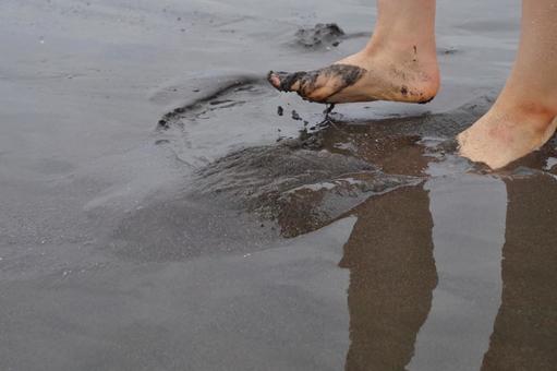 砂浜 海 足 砂浜 海 足の写真