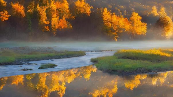 beautiful autumn sunrise, JPG beautiful autumn sunrise, autumn, chuan, nostalgic, JPG