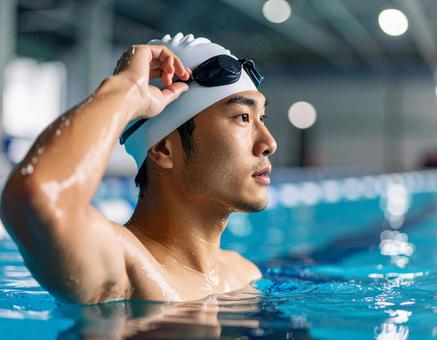 アスリート・競泳選手（男性）の肖像の写真