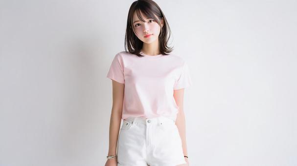 ピンク色のTシャツのモックアップの写真