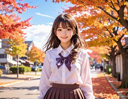 紅葉の街を散歩 紅葉の街を散歩の写真