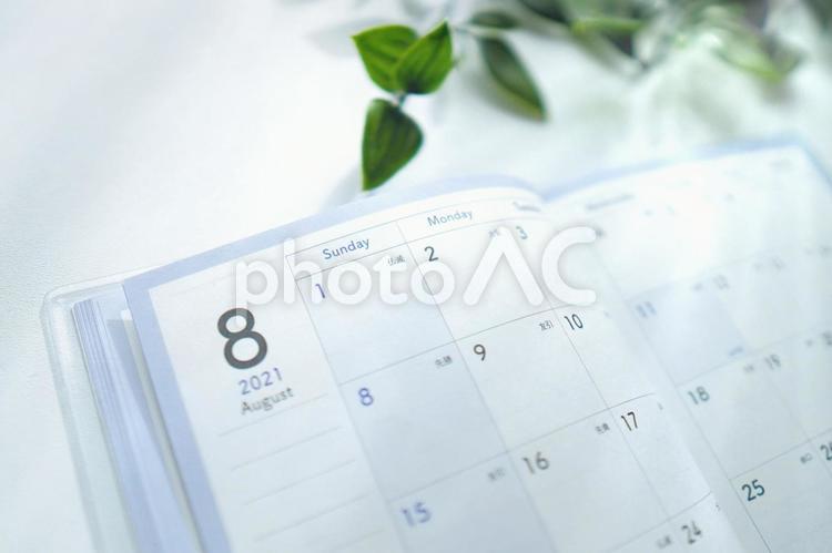 2021年8月のカレンダー、手帳　 2021年,2021,8月の写真素材