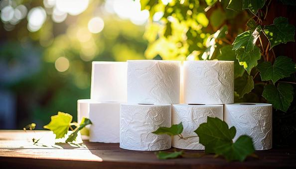 テーブルに置かれたトイレットペーパーの写真