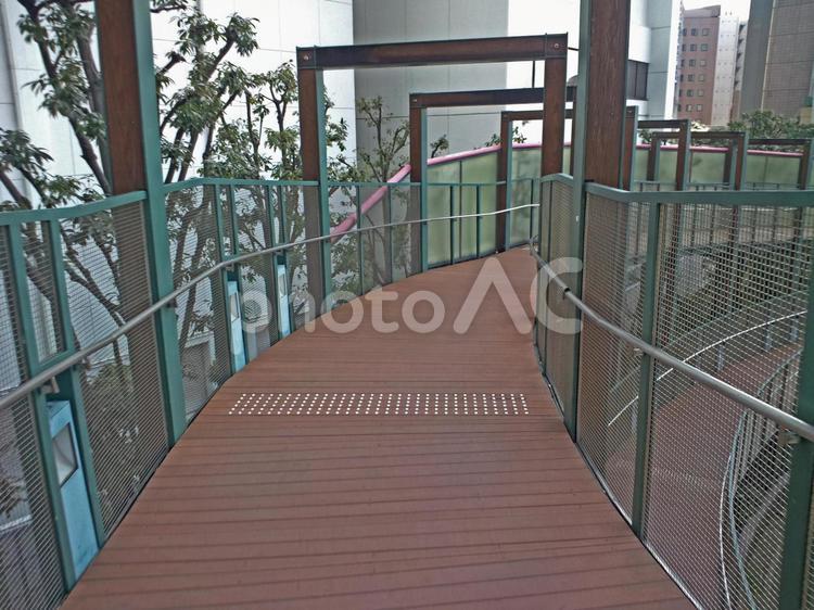 ガラス張りの連絡通路の風景 風景,ガラス張り,連絡通路の写真素材