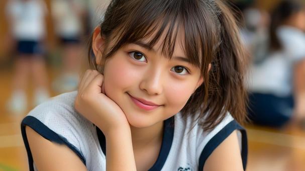 微笑む女子中学生選手の写真