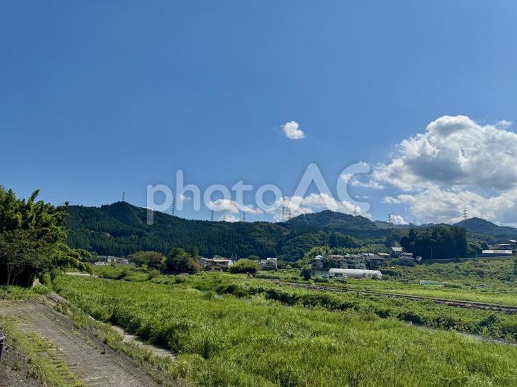 秋川渓谷　田園風景 秋川渓谷,畑,風景の写真素材
