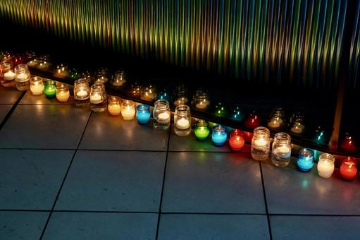 Fantastic candles lit at an outdoor event, JPG Fantastic candles lit at an outdoor event, JPG