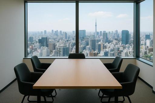 眺めの良いオフィスの会議室 眺めの良いオフィスの会議室の写真