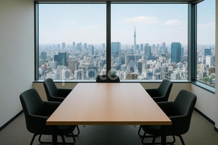 眺めの良いオフィスの会議室 眺めの良いオフィスの会議室 会議室,展望,職場の写真素材