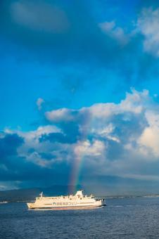 青森　北海道　津軽海峡フェリーの風景の写真