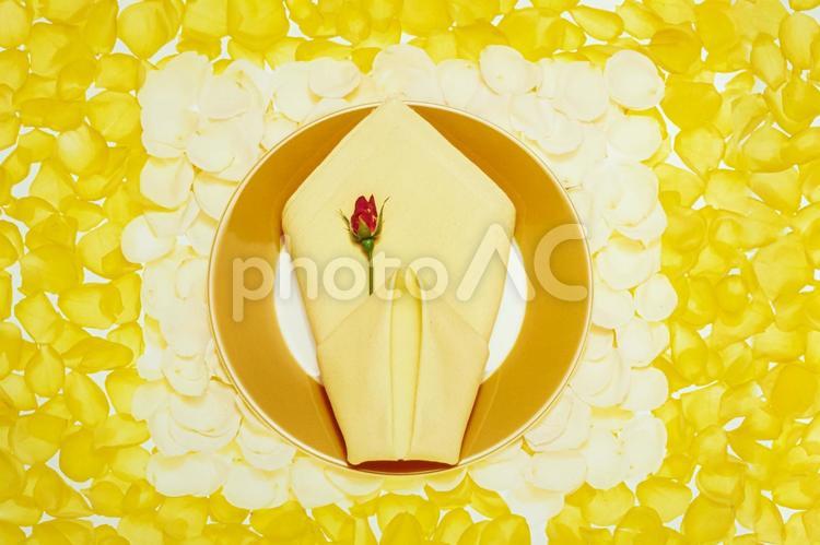 皿の上のナプキン3 テーブルウエアー,ナプキン,パーティの写真素材