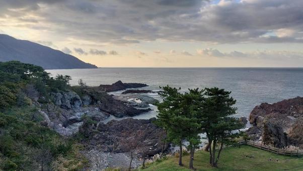 男鹿半島から見た日本海 海,うみ,日本海の写真素材