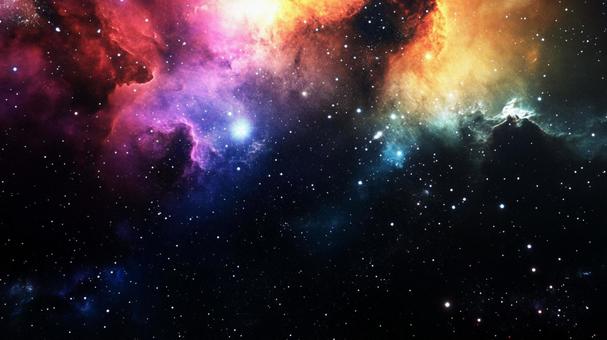 カラフルな宇宙空間 カラフルな宇宙空間の写真