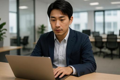チャットを確認する社員 チャットを確認する社員の写真