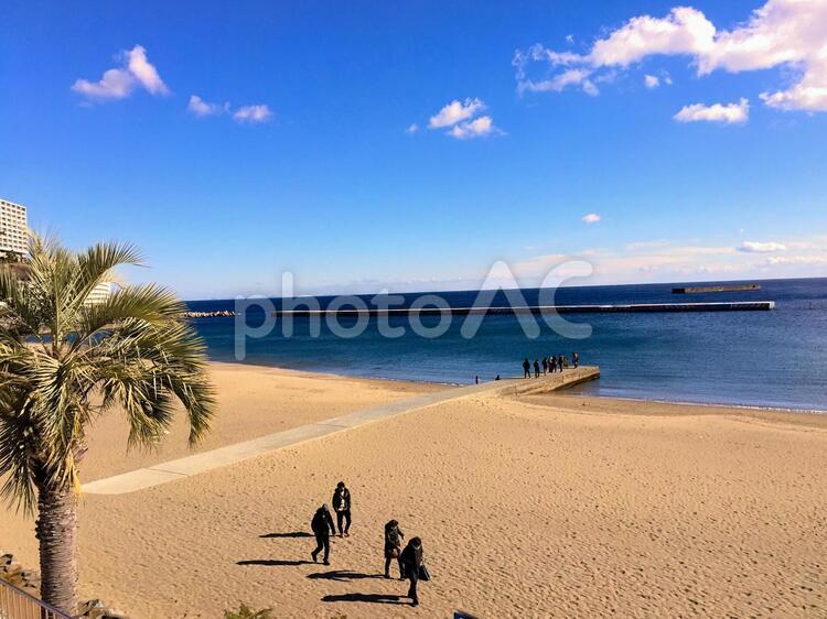 浜辺(熱海海岸) 浜辺,砂浜,熱海の写真素材