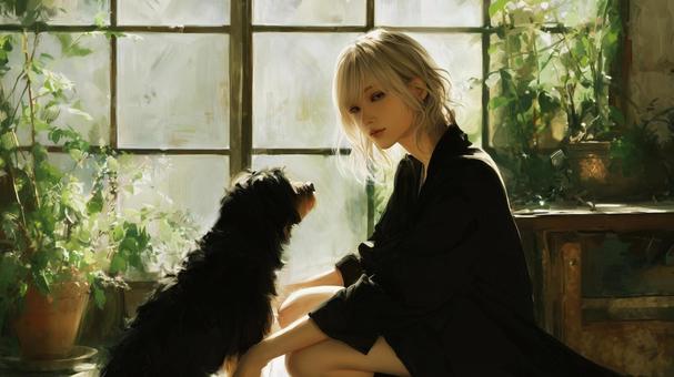 男性と猫 男性と猫の写真