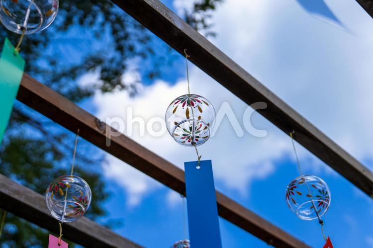 風鈴と青空 風鈴,夏,ふうりんの写真素材