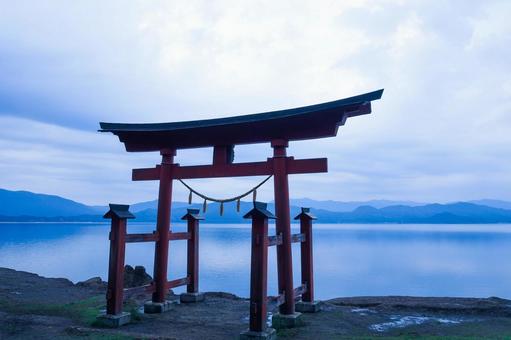 御座石神社　田沢湖 田沢湖,秋田県,仙北市の写真素材