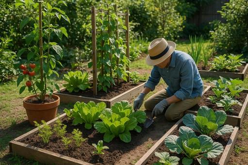 家庭菜園の野菜作り 家庭菜園の野菜作りの写真