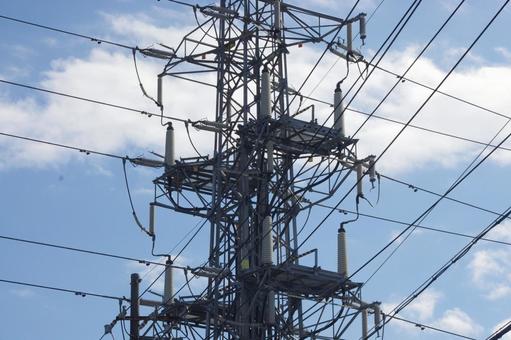 鉄塔と電線と青空　6 鉄塔,電線,青空の写真素材