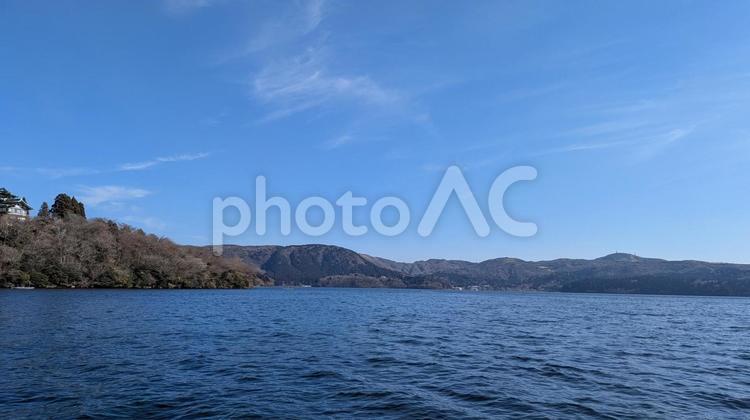 箱根と芦ノ湖 芦ノ湖,湖,山の写真素材