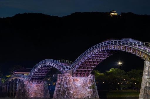 錦帯橋 錦帯橋 錦帯橋,ライトアップ,夜景の写真素材