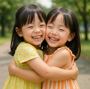 ハグするこどもの写真