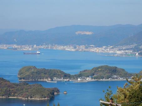 【風景写真】因島 白滝山からの眺め 因島,白滝山,山頂の写真素材