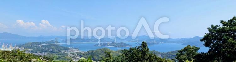 瀬戸内海に架かる夢の橋 しまなみ海道,晴天,イメージの写真素材