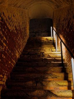 友ヶ島の砲台跡 友ヶ島の砲台跡 階段,要塞,砲台跡の写真素材